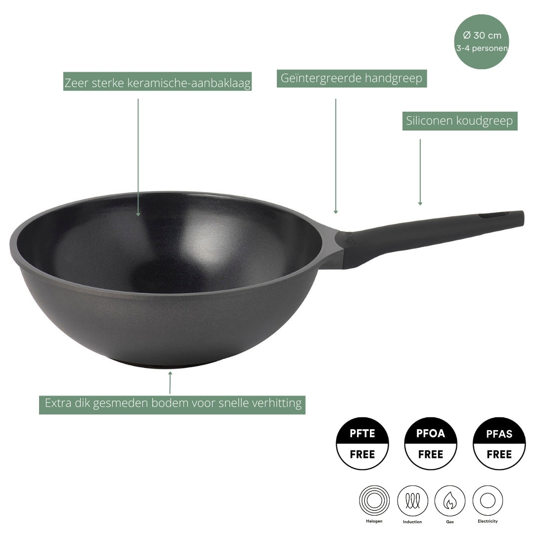 Wokpan met deksel 30 cm Ceramic Deluxe