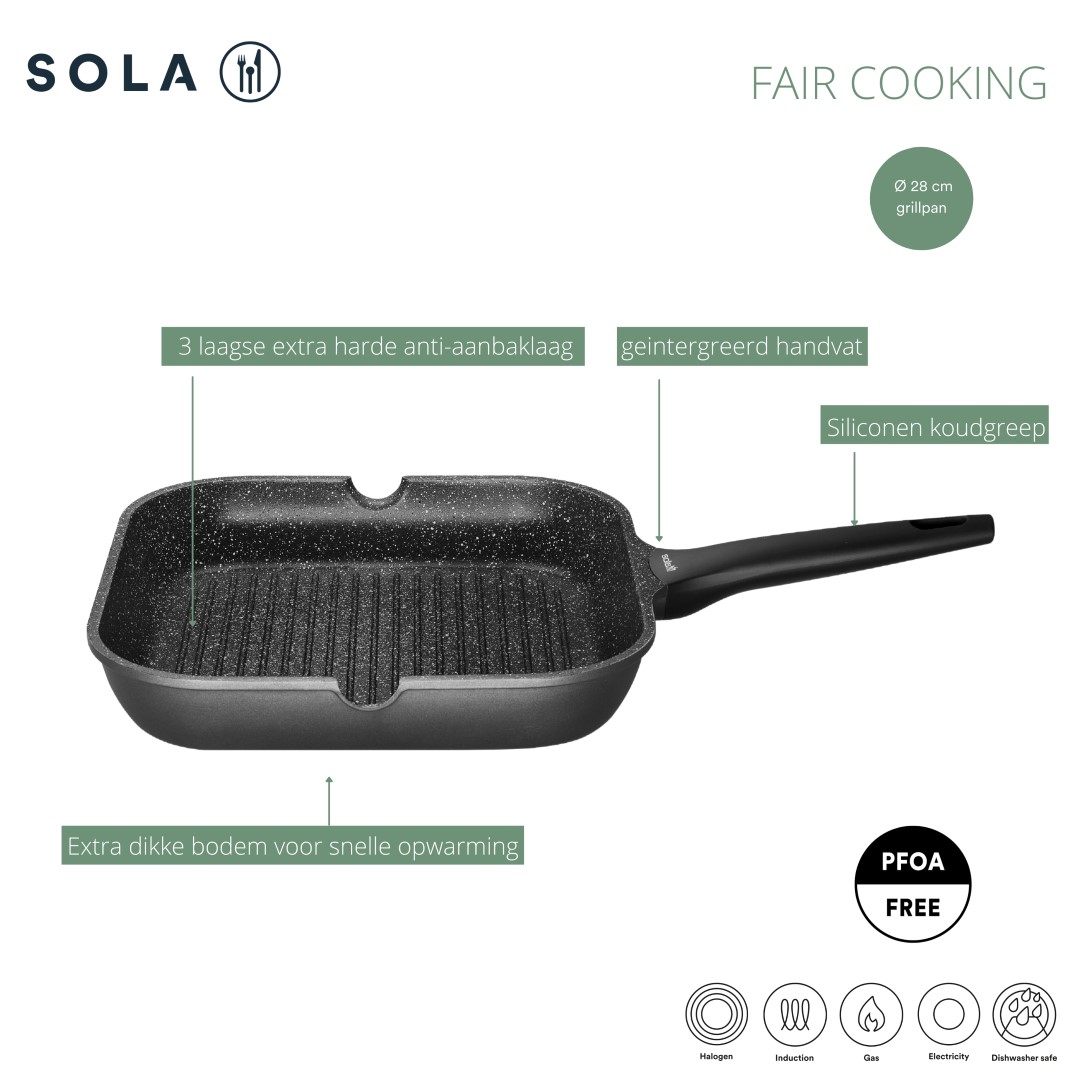 sneeuw voorstel poll Grillpan 28 cm Fair Cooking | Sola