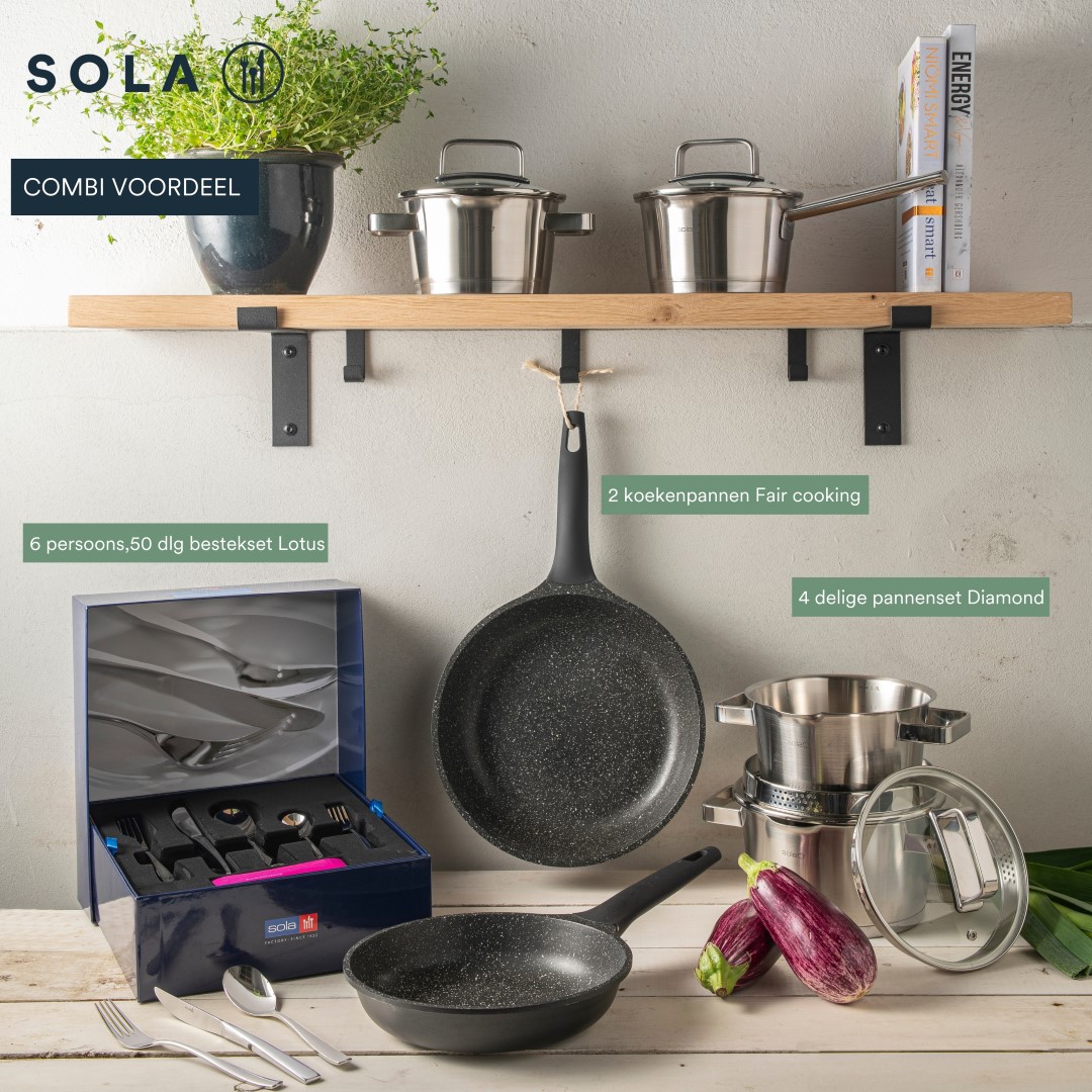 Post impressionisme Telemacos synoniemenlijst Sola combi voordeel Diamond/Lotus/Fair cooking koekenpannen | Sola